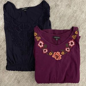 Pair of Flutter Sleeve Tops size 22/24 Lane Bryant